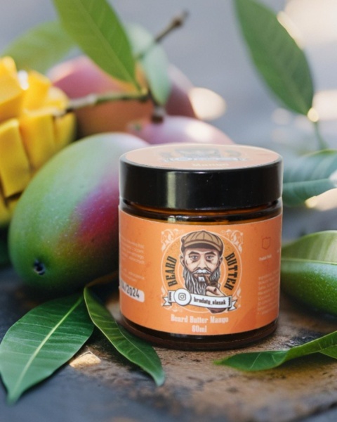 Tropikalne masło do brody Mango od Brodatego Ślązaka – naturalny skład z nutą miodu, limonki i mango.