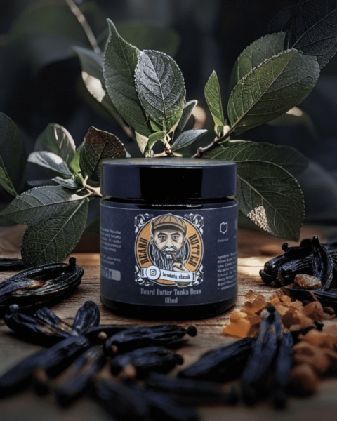 Naturalne masło do brody Tonka Bean Brodaty Ślązak – wanilia,tytoń,drzewo agarowe w eleganckim,zapachu.Intensywne nawilżenie